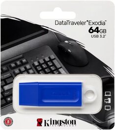 Pendrive 64GB Kingston 3.2 DTX Exodia Azul