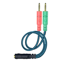 Cable Adaptador Doble Jack Audio y Microfono Mallado